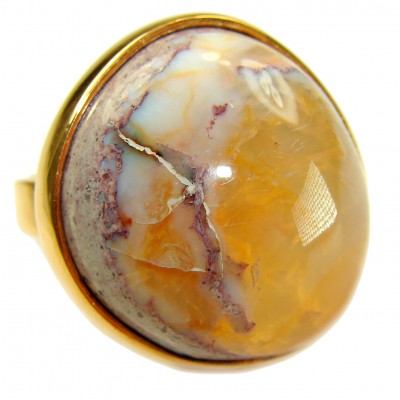 Golden Galaxy best quality 30.7carat Mexican Opal 18K Gold over .925 Sterling Silver handmade ring 7 adjustable