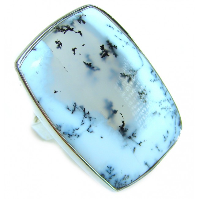 LARGE Top Quality Dendritic Agate .925 Sterling Silver handcrafted Ring s. 7 adjustable