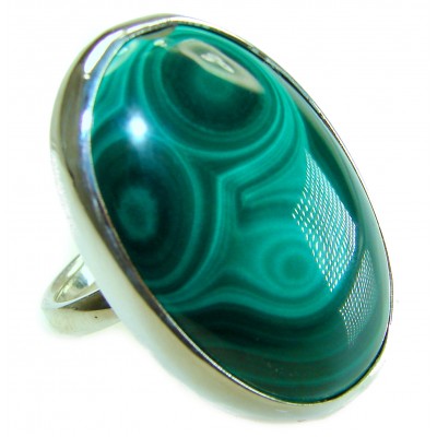 39.2 CARAT genuine Malachite from Utah .925 Sterling Silver handcrafted ring size 8 adjustable