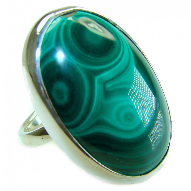 39.2 CARAT genuine Malachite from Utah .925 Sterling Silver handcrafted ring size 8 adjustable