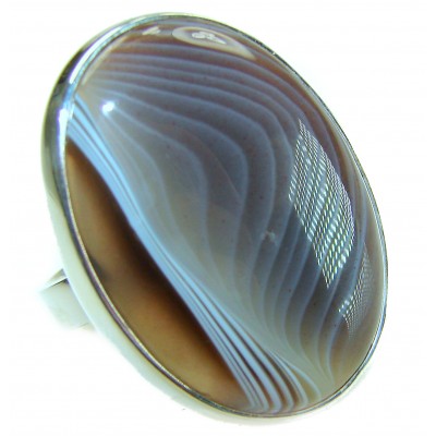 Sahara Dune Top Quality Botswana Agate .925 Sterling Silver handcrafted Ring s. 8 adjustable