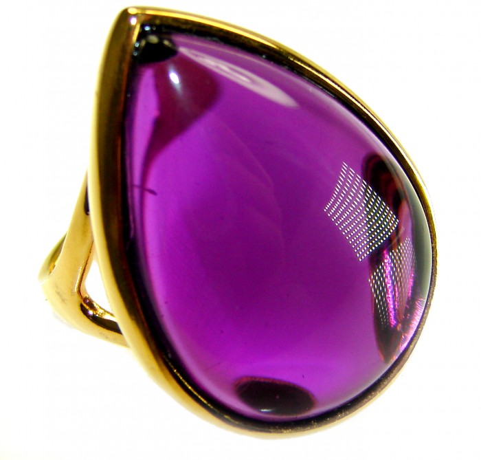 Purple Royalty 25.5 carat Amethyst .925 Sterling Silver dipped in 18K Gold over Handcrafted Ring size 8