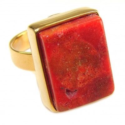 Bochic Style Natural Fossilized Coral .925 Sterling Silver handmade ring s. 7 1/4