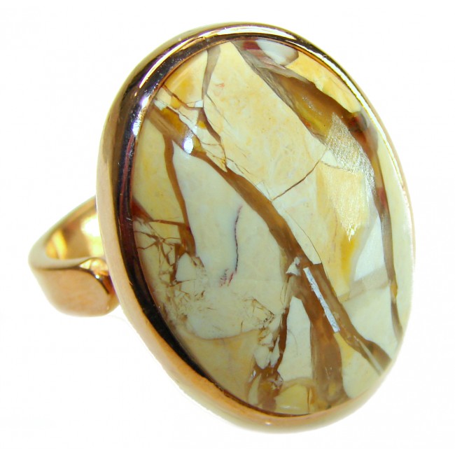 Flawless Australian Bracciated Mookaite .925 Sterling Silver Ring size 8 adjustable