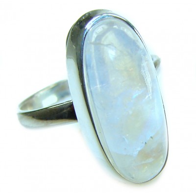 Rainbow Moonstone .925 Sterling Silver handmade ring s. 8