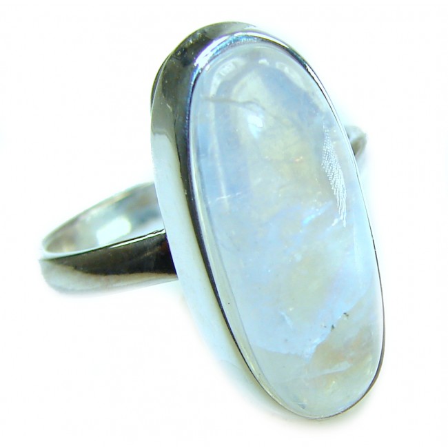Rainbow Moonstone .925 Sterling Silver handmade ring s. 8