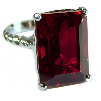 Bella Rosa Genuine 25.8 CARAT Ruby .925 Sterling Silver Large Statement Ring size 6
