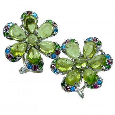 Evergreen authentic 25.5 carat Peridot .925 Sterling Silver handcrafted Large Statement earrings