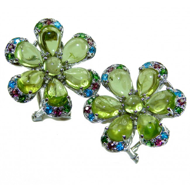 Evergreen authentic 25.5 carat Peridot .925 Sterling Silver handcrafted Large Statement earrings