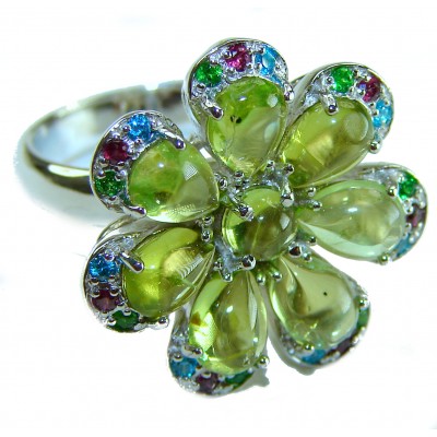 Wise Bliss Authentic Peridot .925 Sterling Silver handmade Ring s. 7