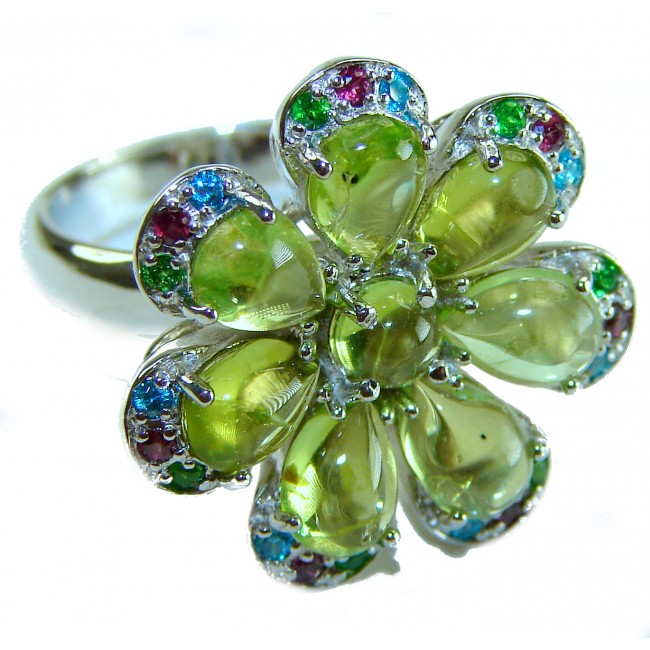 Wise Bliss Authentic Peridot .925 Sterling Silver handmade Ring s. 7