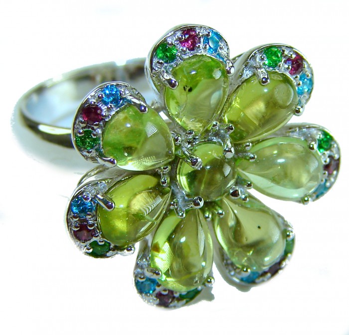 Wise Bliss Authentic Peridot .925 Sterling Silver handmade Ring s. 7
