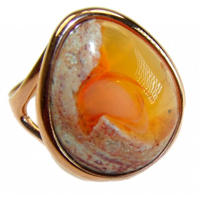 Bonfire Night best quality 27.4 carat Mexican Opal .925 Sterling Silver dipped in 18K Gold handmade ring 6