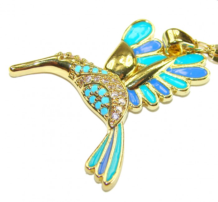 Exotic Bird- Vintage style- authentic inlay Turquoise .925 Sterling Silver handcrafted necklace
