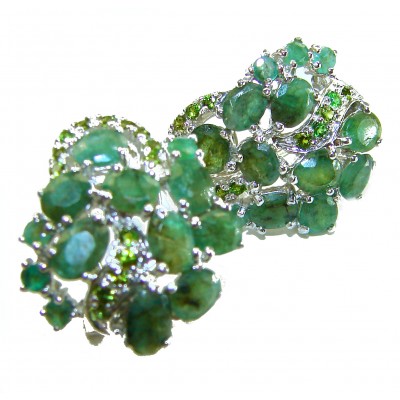 Born to Glam authentic 22.7 carat Colombian Emerald .925 Sterling Silver handcrafted Statement earrings