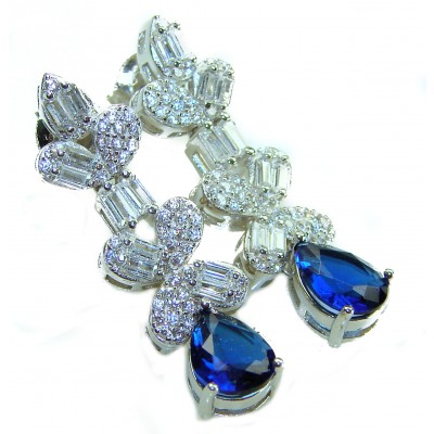 Art Deco - Luxurious natural 10.5 carat Sapphire .925 Sterling Silver Perfectly handcrafted earrings
