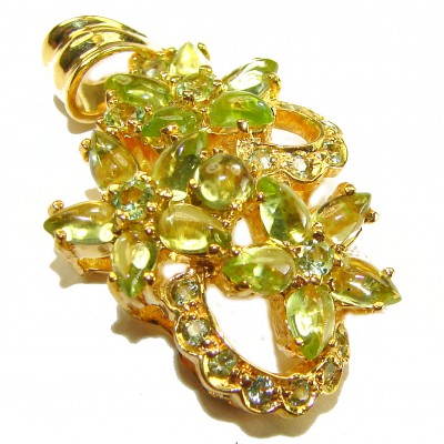 Alessia authentic 22.9 carat genuine Brazilian Peridot 14K Gold over .925 Sterling Silver handmade pendant