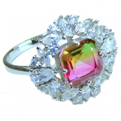 4.8 carat Brazilian Tourmaline .925 Sterling Silver Perfectly handcrafted Ring s. 8 1/4