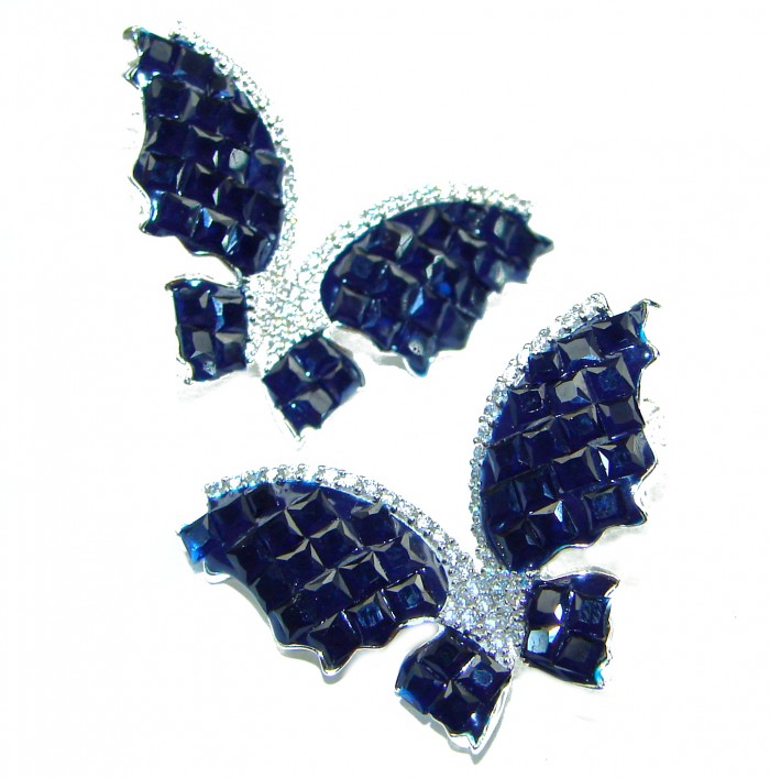 Magnificent Jewel Sapphire Butterflies .925 Sterling Silver handcrafted incredible earrings
