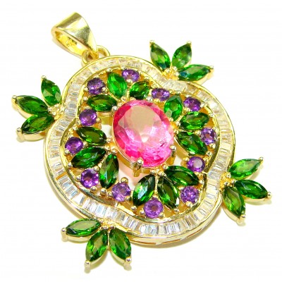 Circle of Life 14.2 carat authentic Ruby .925 Sterling Silver dipped in 14K Gold handmade Pendant