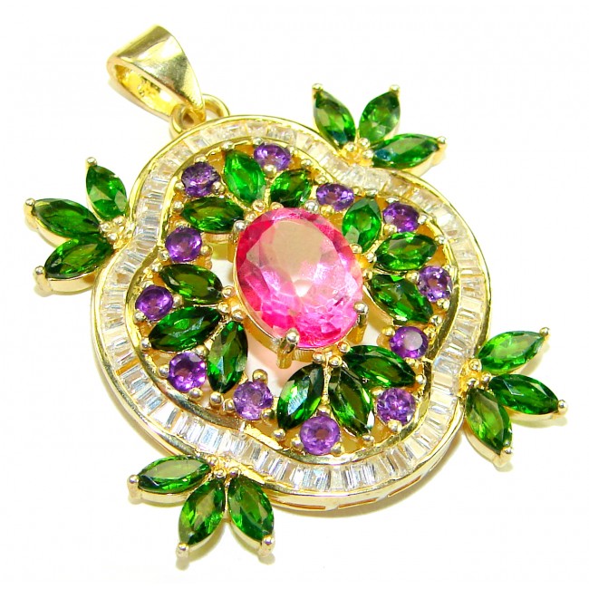 Circle of Life 14.2 carat authentic Ruby .925 Sterling Silver dipped in 14K Gold handmade Pendant
