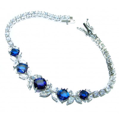 Gabriella 22.2 carat authentic Sapphire rhodium over .925 Sterling Silver handcrafted Statement Bracelet