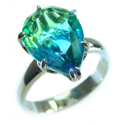 10.8 carat AQUAMARINE .925 Sterling Silver Perfectly handcrafted Ring s. 6