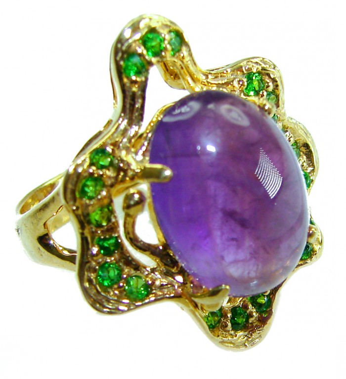 Purple Royalty 25.5 carat Amethyst .925 Sterling Silver dipped in 18K Gold over Handcrafted Ring size 8