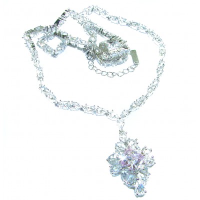 Isabella - Light Pastel 5.9 carat Kunzite .925 Sterling Silver handcrafted Statement Necklace