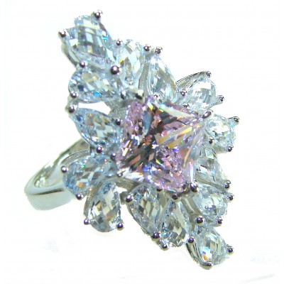 Isabella - Light Pastel 5.9 carat Kunzite .925 Silver handcrafted Cocktail Ring s. 6 1/4