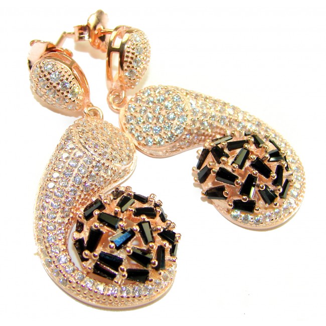 Giovanna - Authentic 22.5 carat Sapphire 18K Rose Gold over .925 Sterling Silver handcrafted earrings