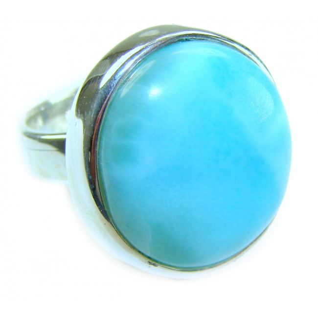 Blue Perfection AUTHENTIC Larimar .925 Sterling Silver handmade Large ring size 8 adjustable