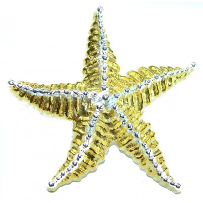 Large Italy made Starfish 18K Gold over .925 Sterling Silver handmade Pendant - Brooch