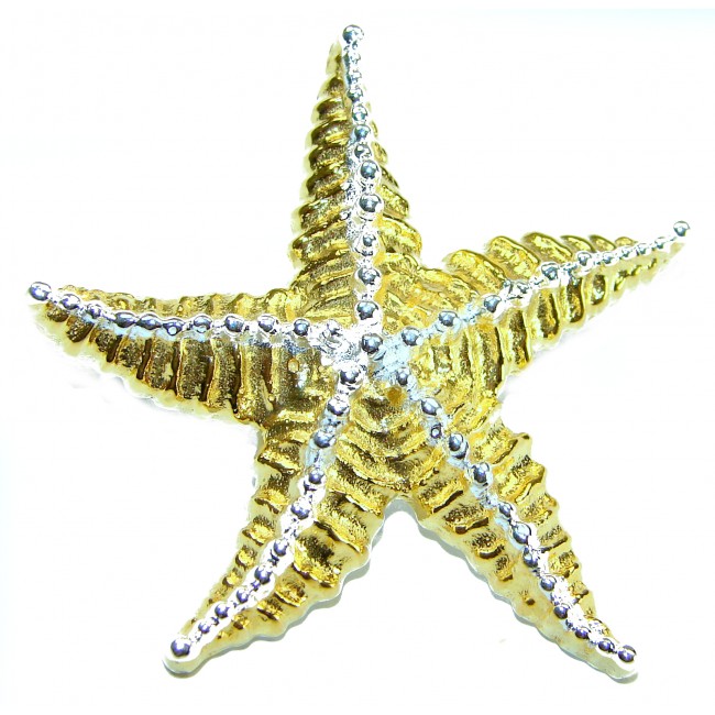 Large Italy made Starfish 18K Gold over .925 Sterling Silver handmade Pendant - Brooch