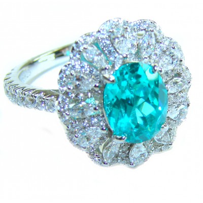 Eau Pure 3.5 carat Paraiba Tourmaline .925 Sterling Silver Handcrafted Ring size 7