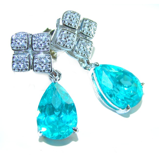 Pedra Azul authentic 4.5 carat Aquamarine .925 Sterling Silver handcrafted Statement earrings
