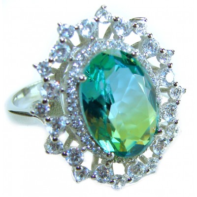 Eau Pure 15.5 carat Paraiba Tourmaline .925 Sterling Silver Handcrafted Ring size 8 1/4