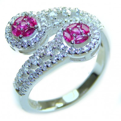 Art Deco Natural 2.5 carat Ruby .925 Sterling Silver handmade Statement Ring size 8 1/4