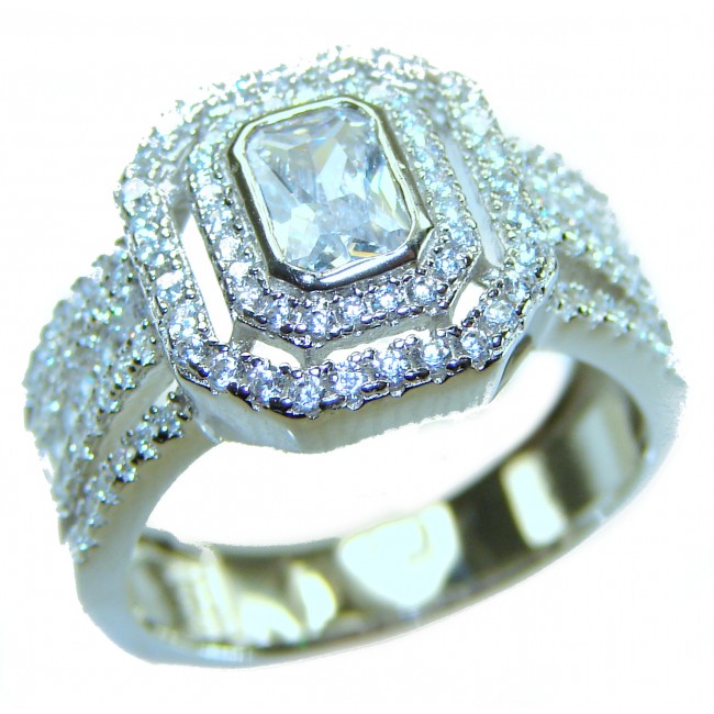 Allure Natural 11.2 carat White Topaz .925 Sterling Silver handcrafted Ring s. 7