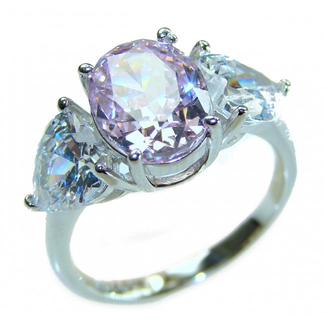 Real Diva oval cut Pink Kunzite .925 Silver handcrafted Cocktail Ring s. 7