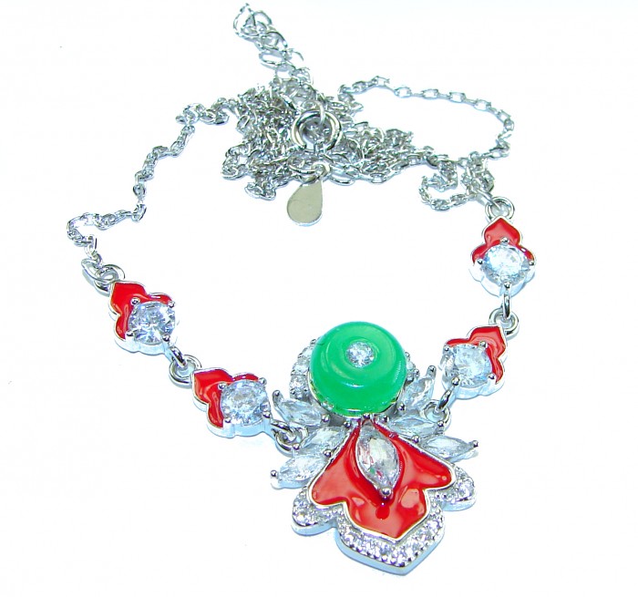 Purity and Harmony Precious genuine 6.5 carat Jade .925 Sterling Silver handcrafted Necklace