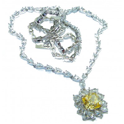 Luxurious Golden - yellow Montana Sapphire .925 Sterling Silver handcrafted Statement Necklace