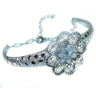 Aphrodite - Solid 2.5 multicolor white Sapphire .925 Sterling Silver handcrafted Bracelet