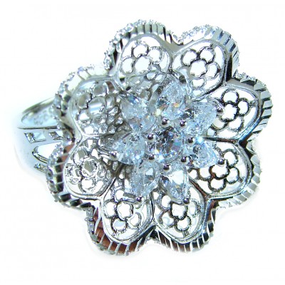 Aphrodite - 2.6 carat White Topaz .925 Sterling Silver handcrafted ring size 7