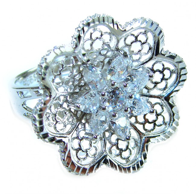 Aphrodite - 2.6 carat White Topaz .925 Sterling Silver handcrafted ring size 7