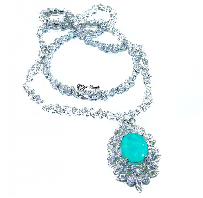 Giovanna 10.2 carat authentic Emerald rhodium over .925 Sterling Silver handcrafted Statement necklace - video