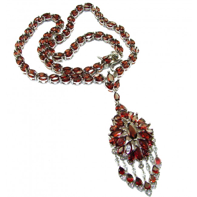 Red Royalty Authentic 185.5 carat authentic Tanzania Garnet .925 Sterling Silver brilliantly handcrafted necklace