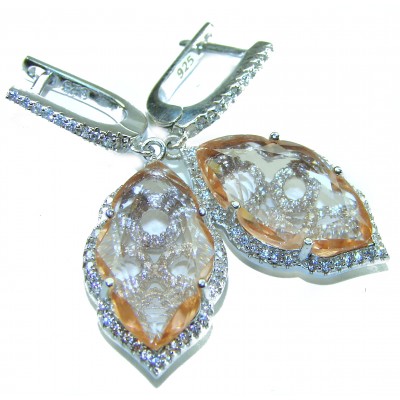 Madagascar Sun 15.8 carat Morganite .925 Sterling Silver handcrafted Statement Earrings