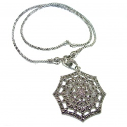 Bright Star - Large genuine Marcasite .925 Sterling Silver necklace 20 inches long