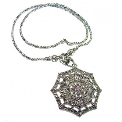 Bright Star - Large genuine Marcasite .925 Sterling Silver necklace 20 inches long
